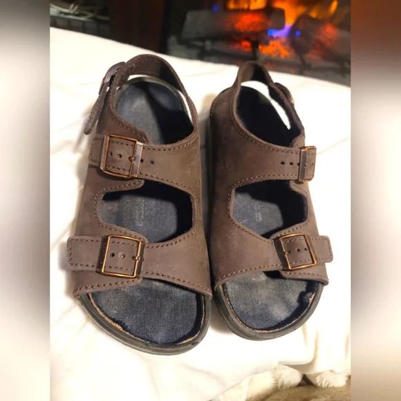 Birkenstock Tatami Brown Leather Slip On Sandals Size 7 Mens Removable Insole - Picture 1 of 11